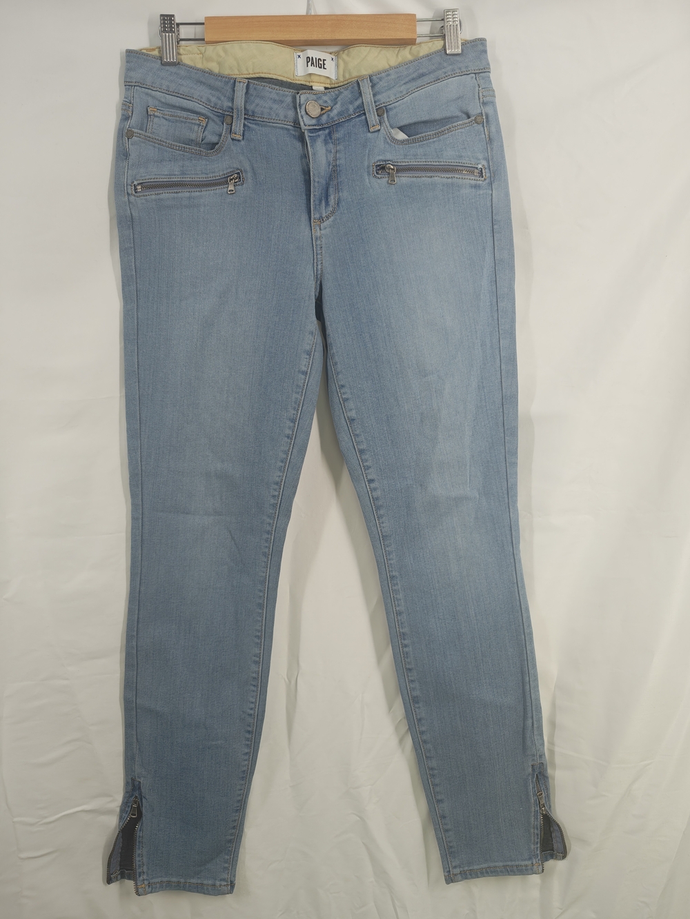 PAIGE Light Blue Zip-Detail Women's Jeans